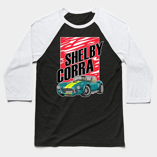 Vintage Car Shelby Cobra Baseball T-Shirt by penasavior